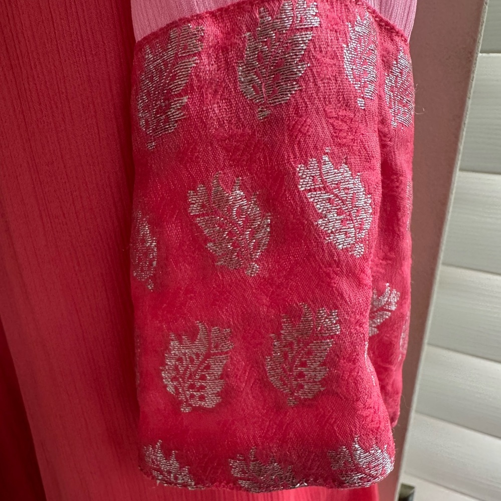 Pink and Red Embellished Long Sleeve Dress - Picture 13 of 13